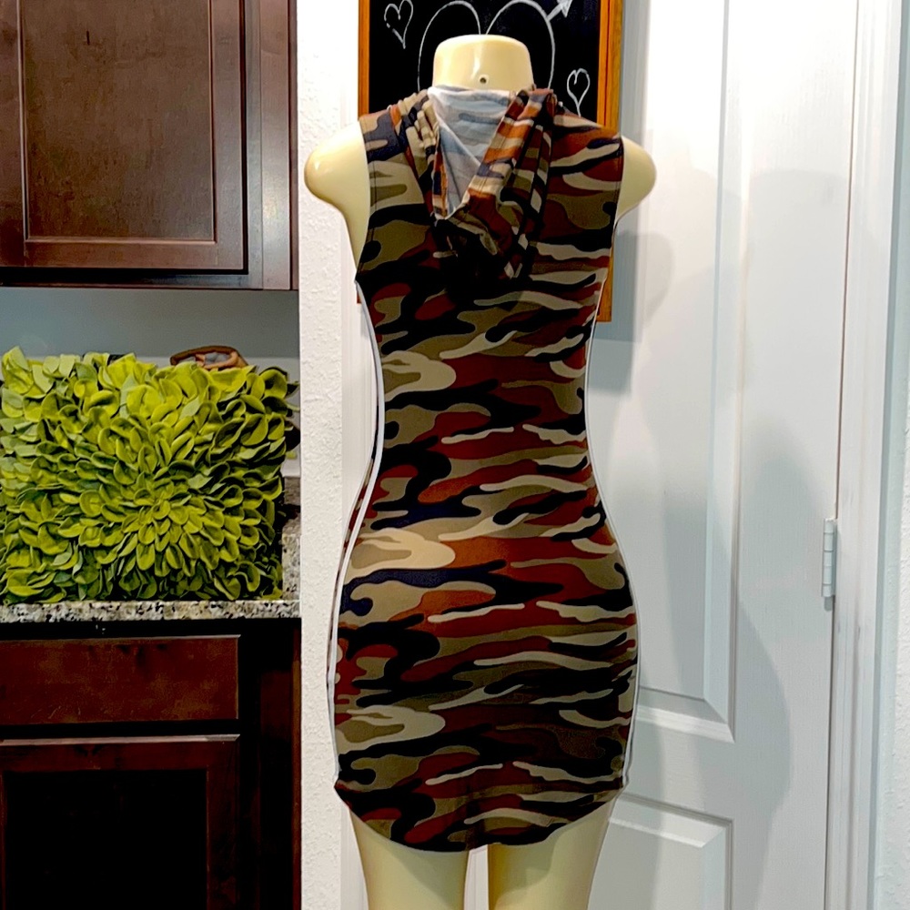 Beautiful camel hoodie short dress size S